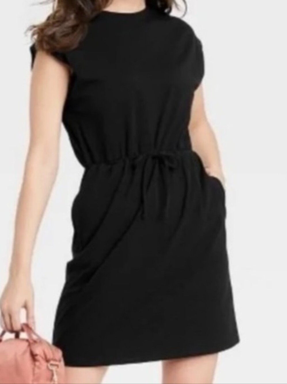 a new day Black Sleeveless Drawstring Waist Mini Dress
